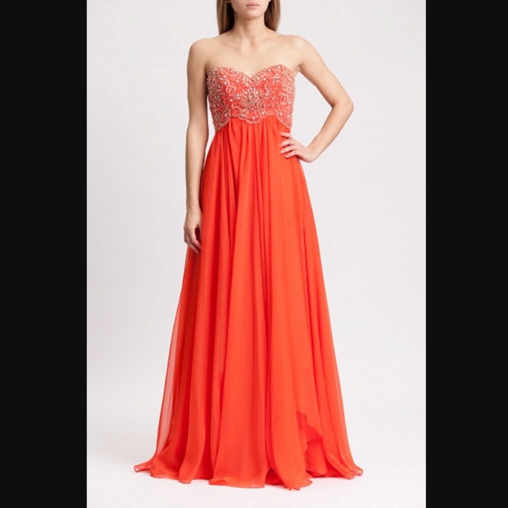 NWT Sherri Hill 3802 Prom/Pageant Dress in Orange Size 8